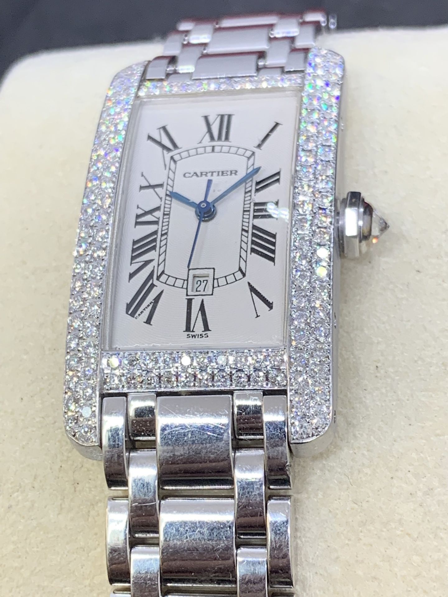 18ct WHITE GOLD GENTS CARTIER DIAMOND WATCH - APPROX 2.5ct DIAMONDS - Image 2 of 10