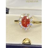 18ct GOLD FIRE OPAL? & 1.00ct DIAMOND RING