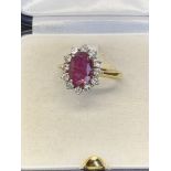 2.00ct RUBY & 0.50ct DIAMOND RING SET IN YELLOW GOLD