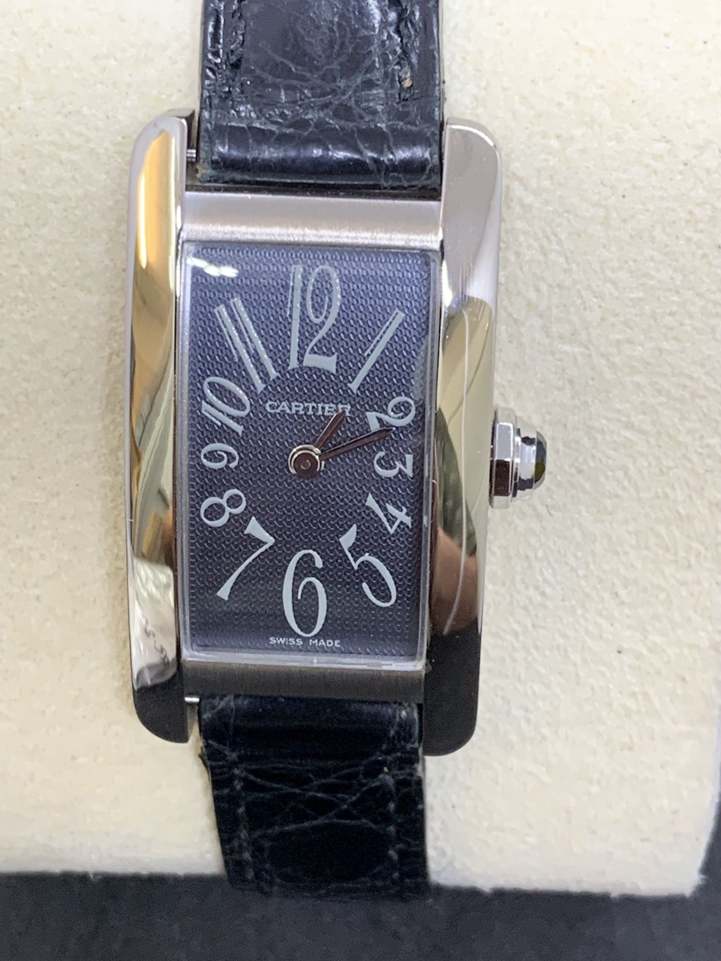 18ct WHITE GOLD CARTIER AMERICAN TANK WATCH