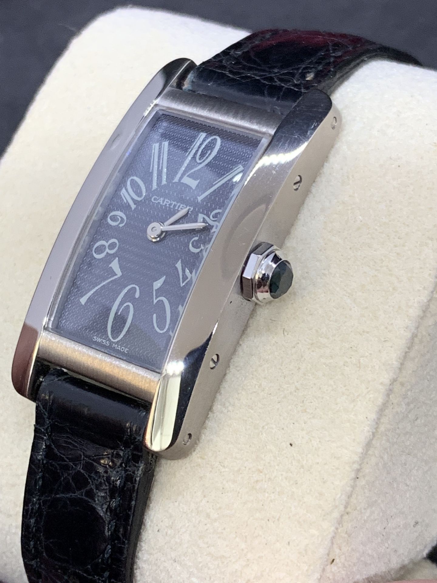 18ct WHITE GOLD CARTIER AMERICAN TANK WATCH - Image 3 of 8
