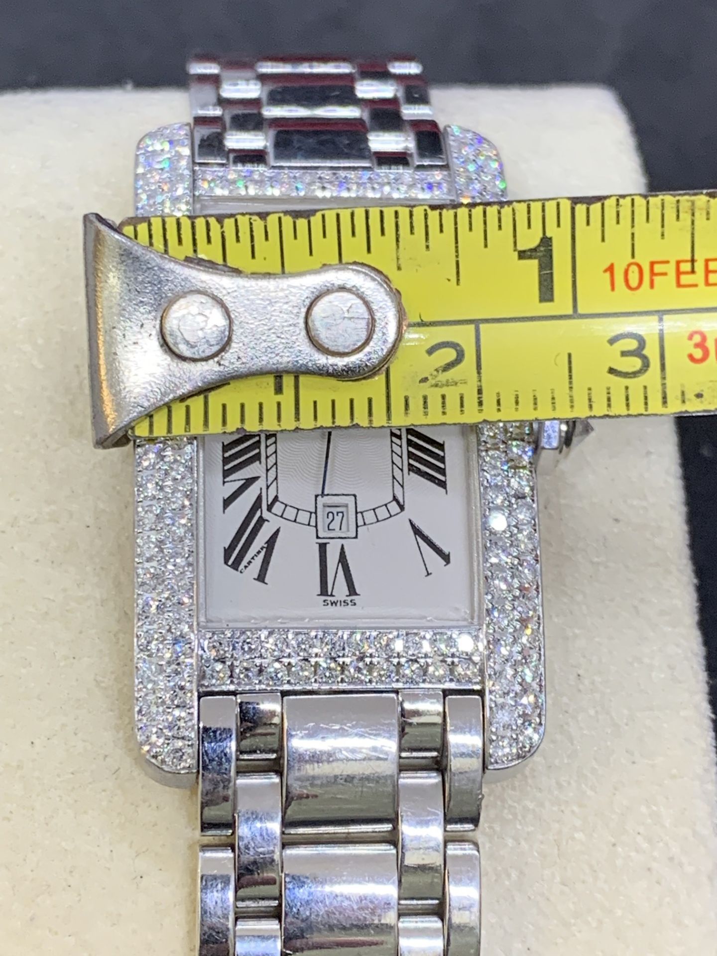 18ct WHITE GOLD GENTS CARTIER DIAMOND WATCH - APPROX 2.5ct DIAMONDS - Image 8 of 10