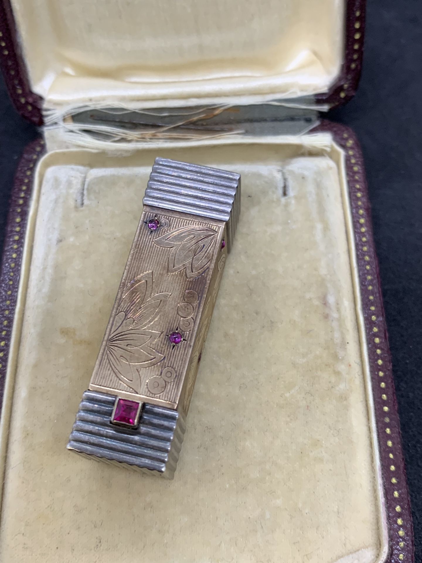 RARE CARTIER SILVER & GOLD LIPSTICK & CASE SIGNED CARTIER 34g