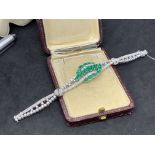 Exquisite 4.85ct Emerald and diamond bracelet set in 18 carat white gold G colour diamonds