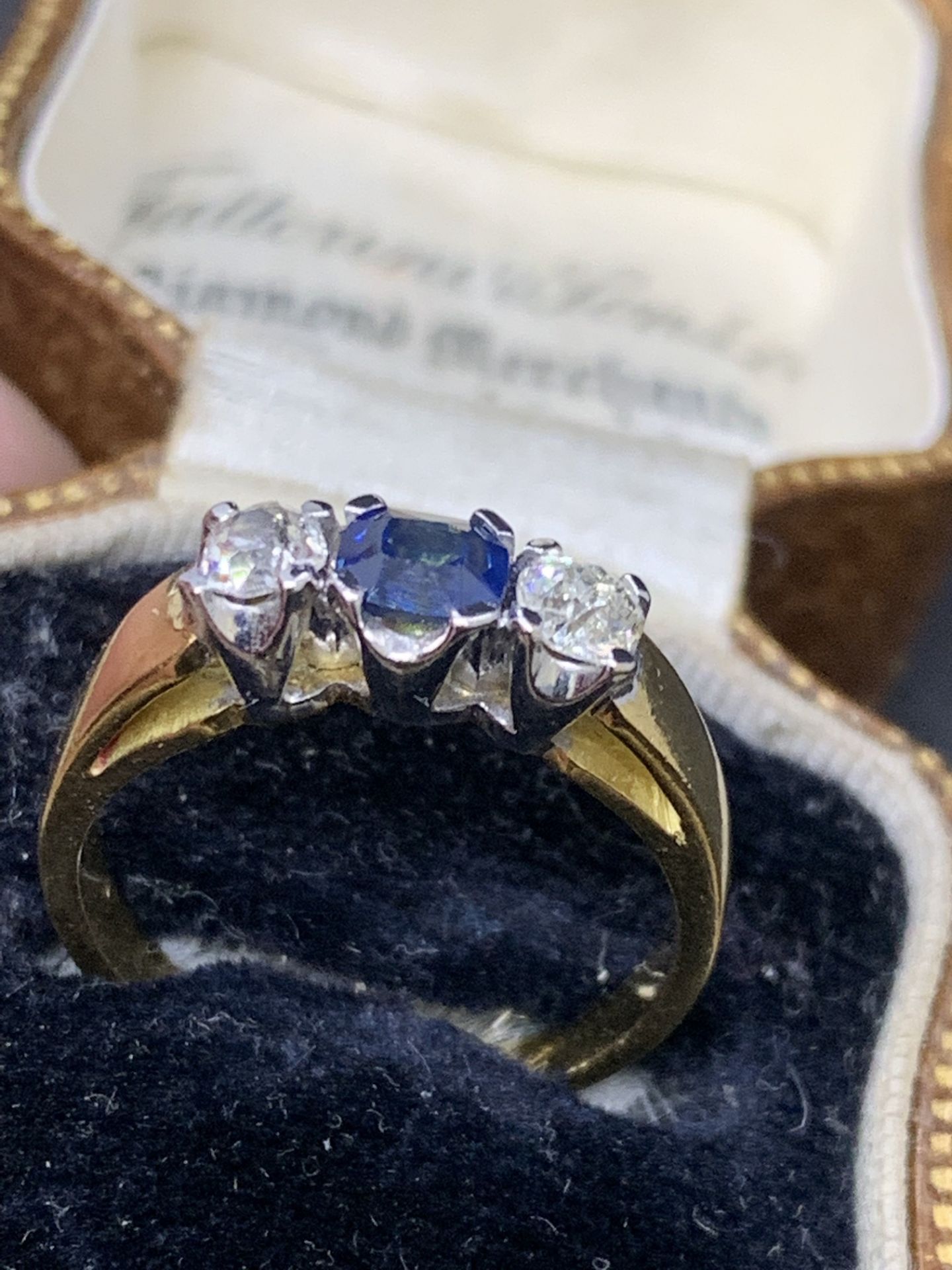Sapphire and diamond Ring set in yellow metal tested as 18 carat gold - Image 3 of 4