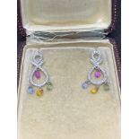 18 carat diamonds and precious stone earrings