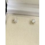 1.69ct DIAMOND SOLITAIRE EARRINGS SET IN WHITE METAL TESTED AS WHITE GOLD -
