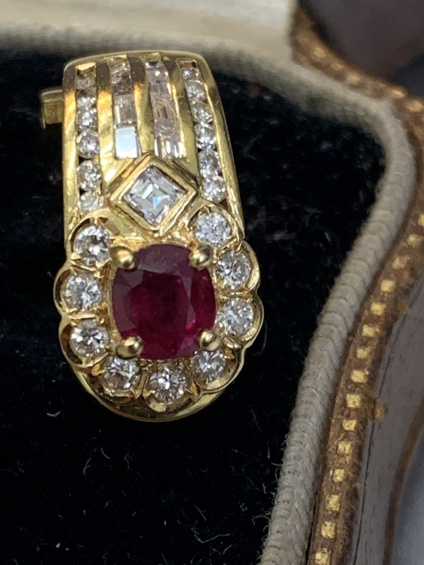 18 carat gold 4.00ct ruby and diamond earrings approximately 6.6 g - Image 3 of 6