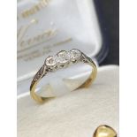 18 carat gold three stone diamond ring