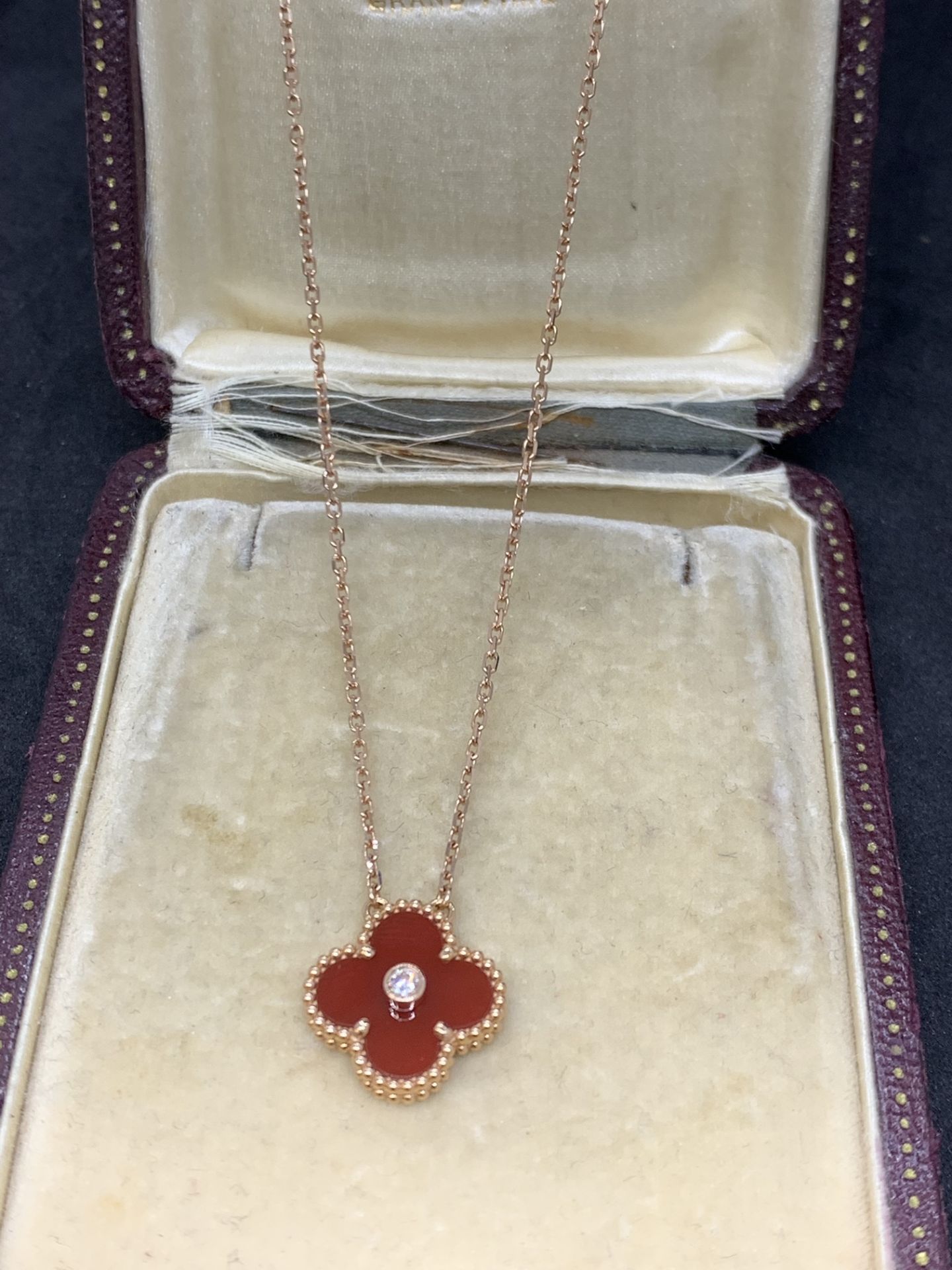 18 carat rose gold Diamond set pendant and chain marked VCA 750 - Image 2 of 7