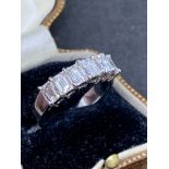 18 carat white gold Emerald shaped diamond set ring approximately 1.8 carats of diamonds