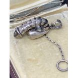 Unusual penis pendant set with pull cord marked 925 for silver