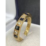 18 carat gold sapphire and diamond half eternity ring approximately 3.7 g