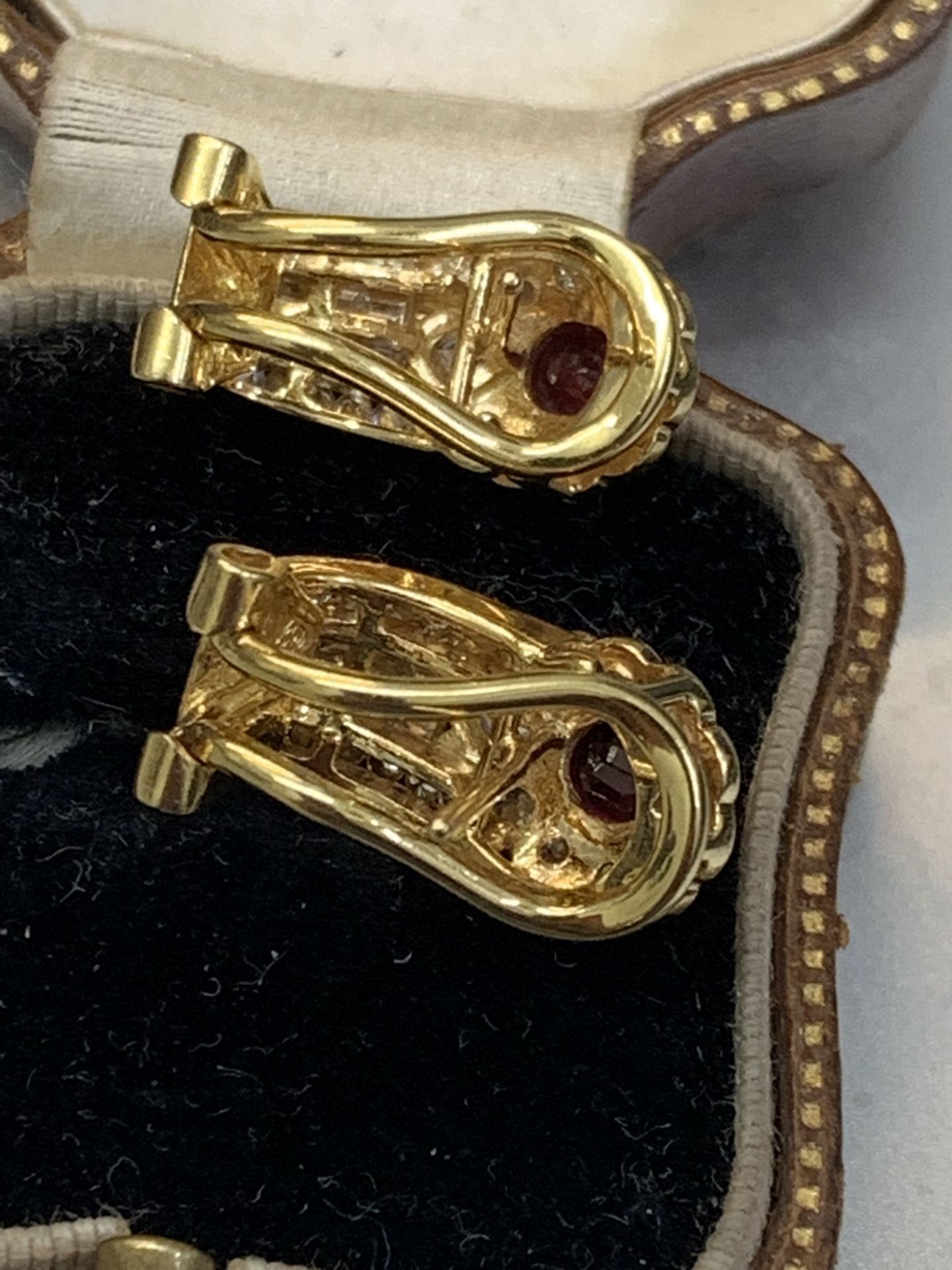 18 carat gold 4.00ct ruby and diamond earrings approximately 6.6 g - Image 6 of 6