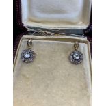 2.00ct Old Cut diamond flower set Earrings approximately 1.00ct each earring Set in yellow and