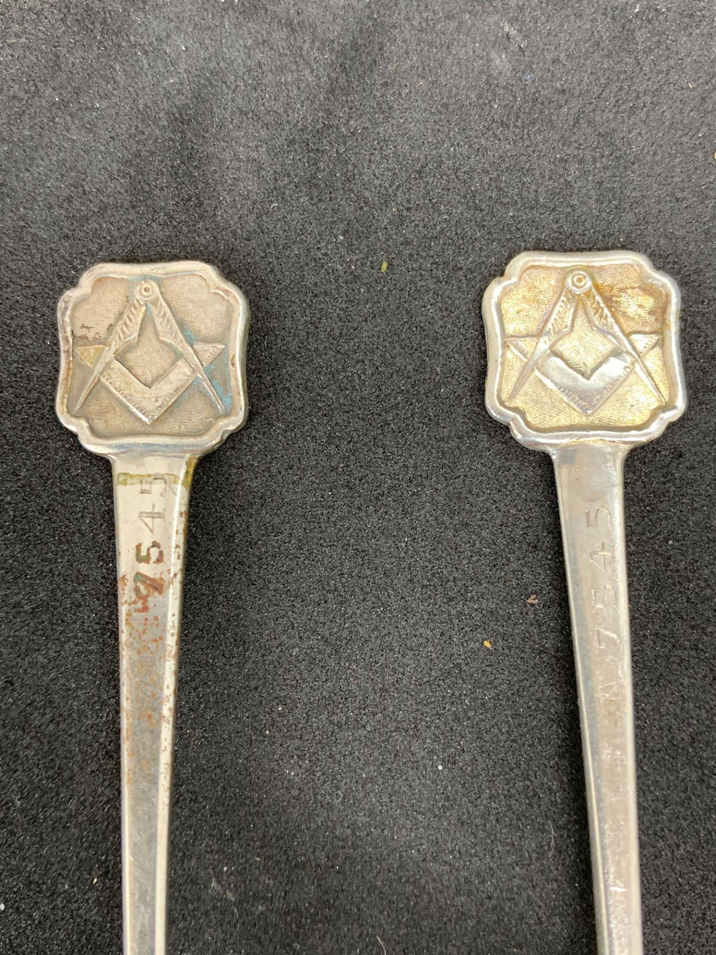 Pair of silver teaspoons Masonic interest - Image 2 of 4