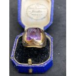 Bvlgari 18 carat yellow gold amethyst set ring Hallmarked for 18 carat gold and hallmarked Bvlgari
