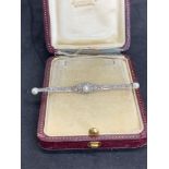 Antique diamond and pearl set brooch approximately 6.6 g