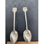 Pair of silver teaspoons Masonic interest