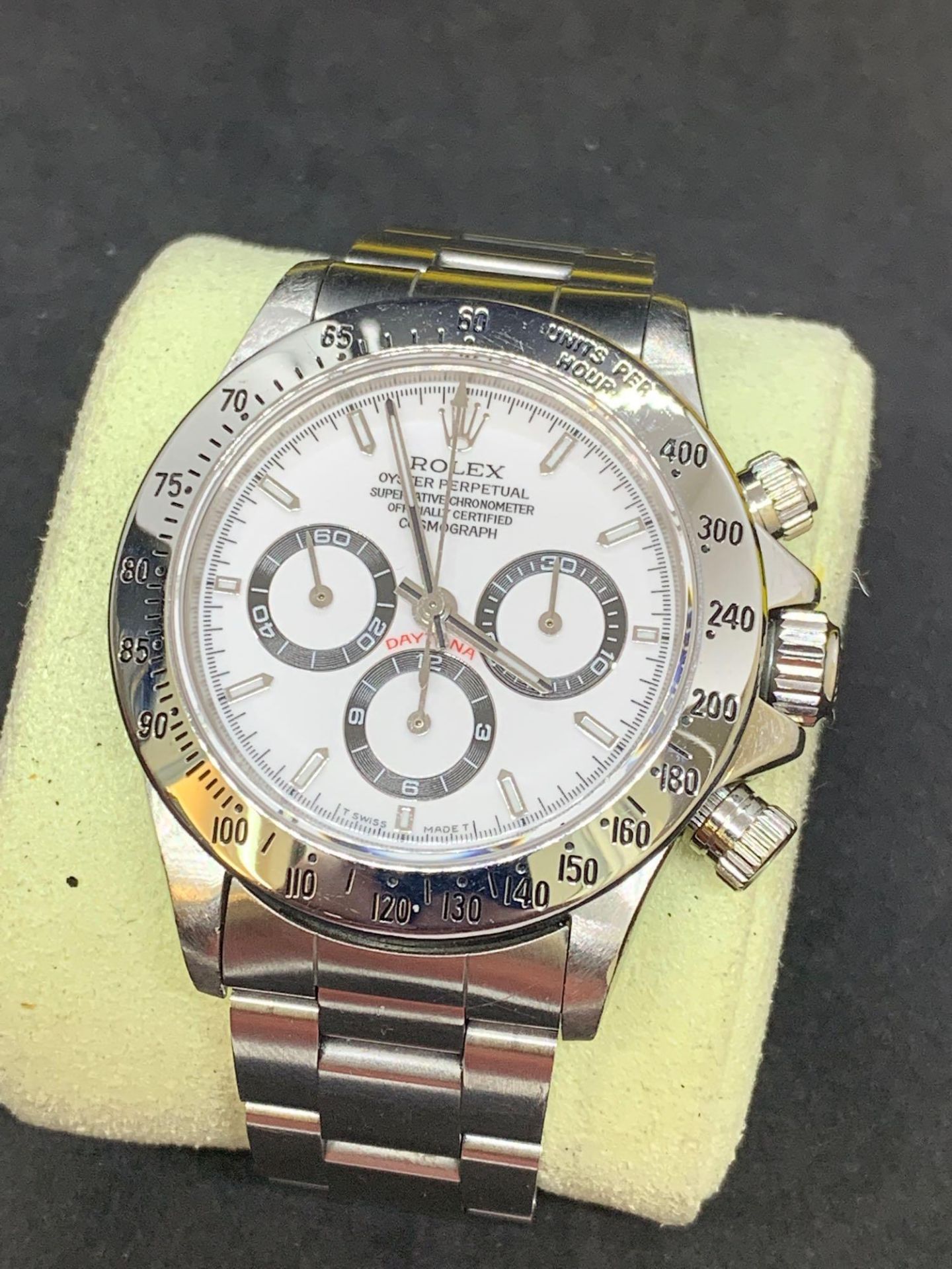 Rolex Daytona chronograph stainless steel watch We believe Dial and chrono pushers maybe aftermarket - Image 6 of 15