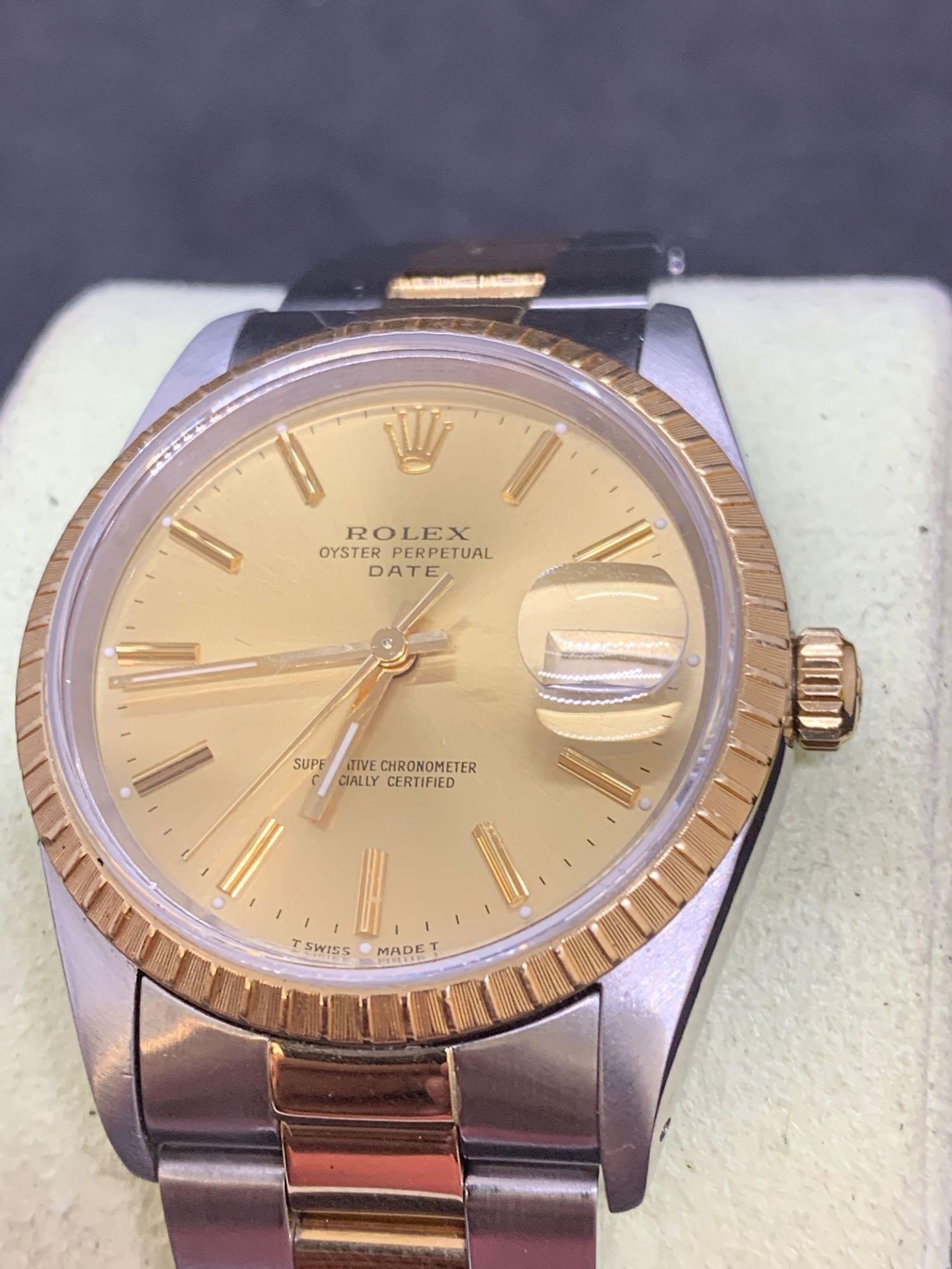 Rolex stainless steel and gold 36 mm oyster perpetual date Gents watch Oyster Bracelet - Image 2 of 7