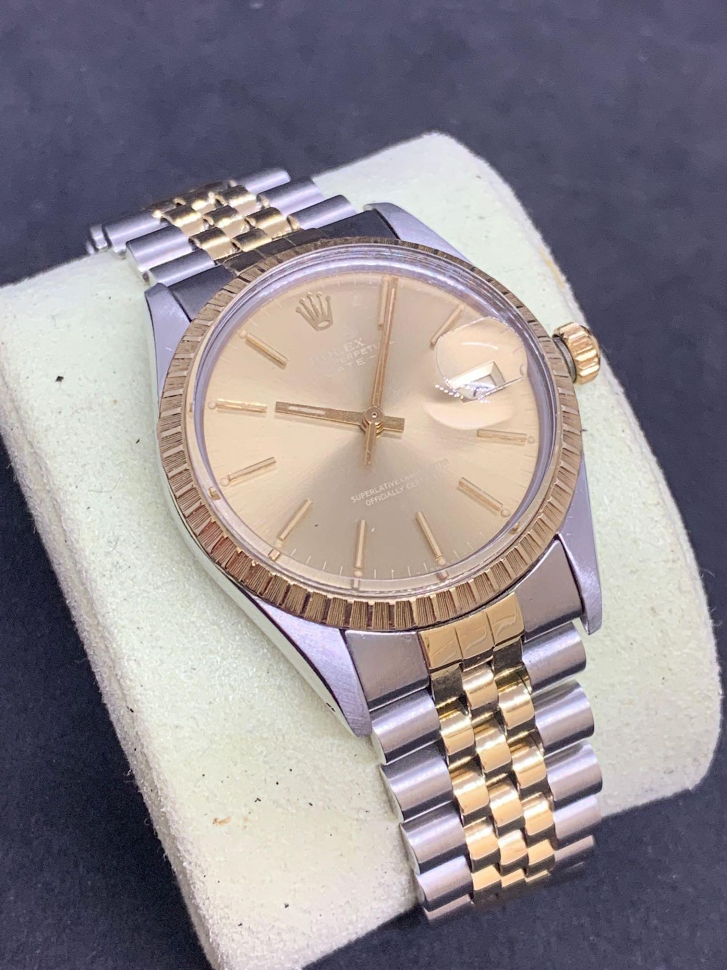 Rolex stainless steel and gold 36 mm oyster perpetual date Gents watch Jubilee bracelet