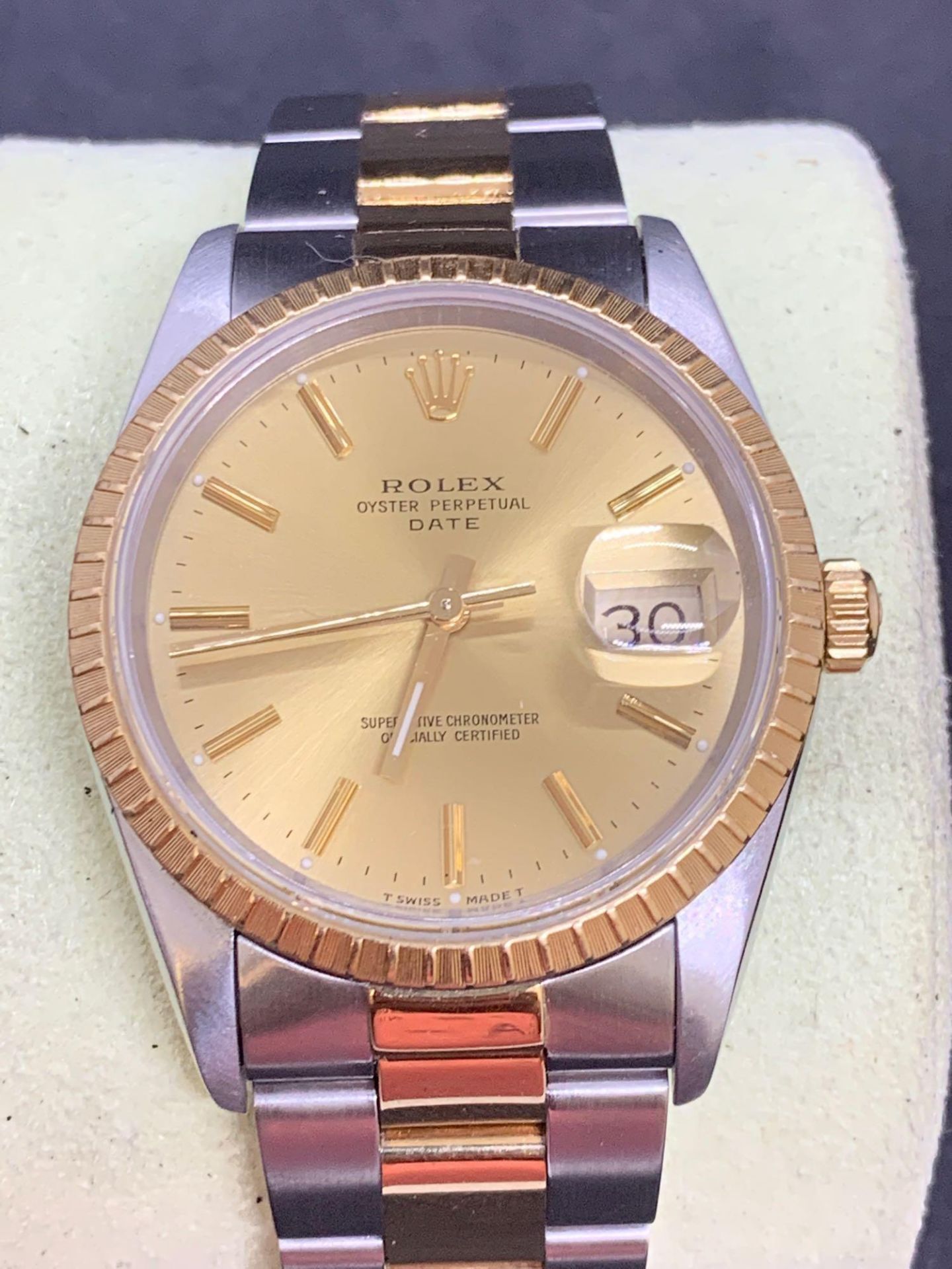 Rolex stainless steel and gold 36 mm oyster perpetual date Gents watch Oyster Bracelet - Image 7 of 7