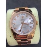 Solid 18ct rose gold watch Marked Rolex fitted with genuine Rolex movement