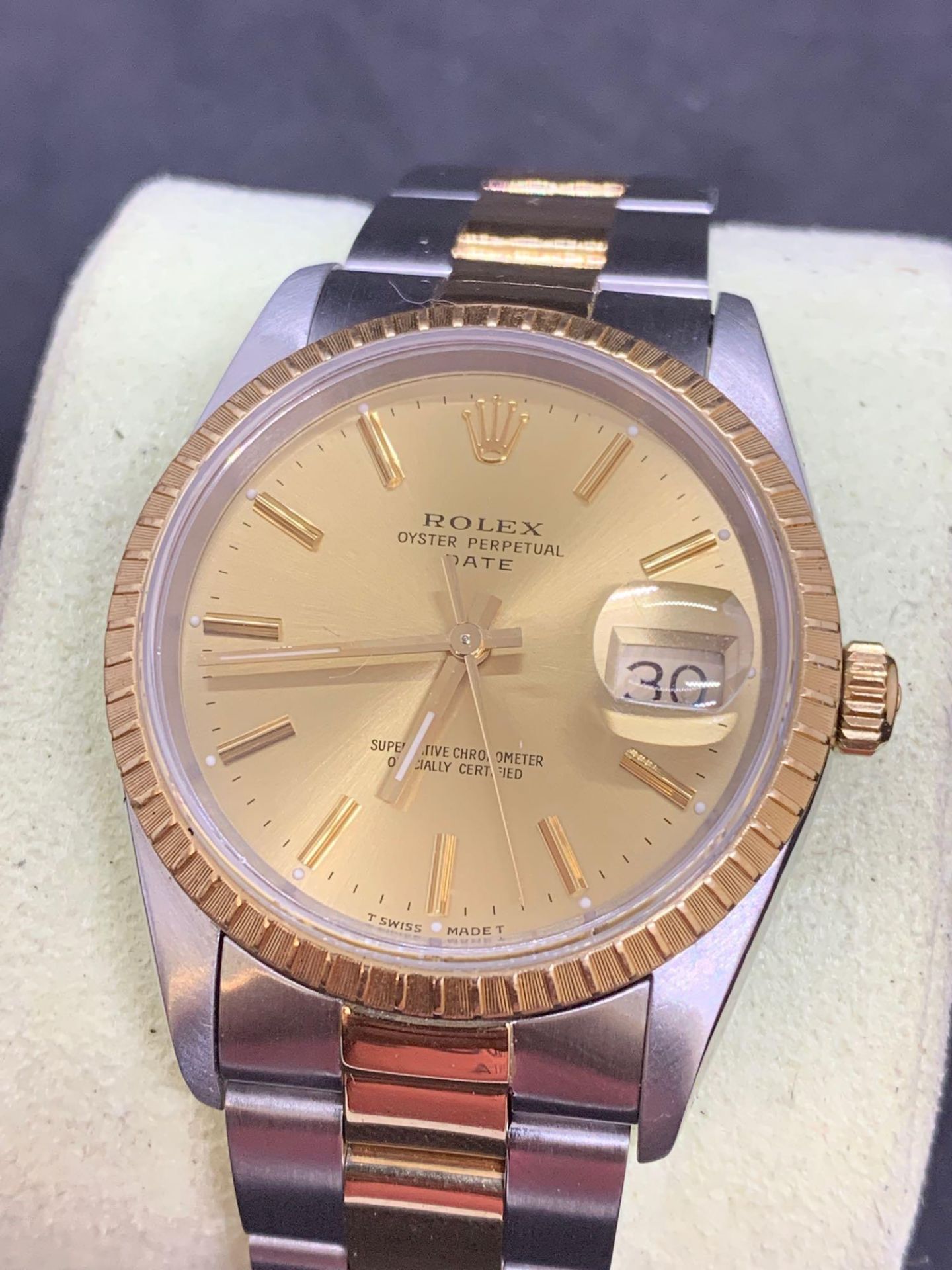 Rolex stainless steel and gold 36 mm oyster perpetual date Gents watch Oyster Bracelet