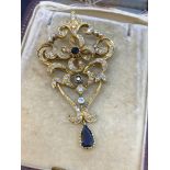 Stunning Antique Sapphire & 2.00ct Diamond Pendant Tested as 15ct Gold - 15 Grams