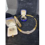 Suite of 18ct Gold Diamond Jewellery Inc Necklace, Earrings, Bangle & Ring