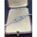 Art Deco Platinum Sapphire & 5.00ct Diamond Bracelet - 18 Grams