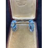 18ct White Gold 25.00ct Aquamarine & Diamond David Rosa Designer Earrings - 19 Grams