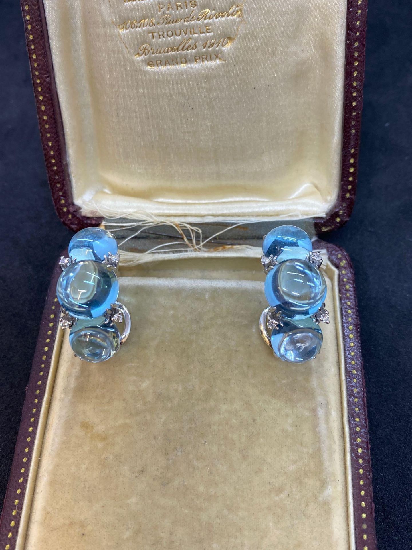 18ct White Gold 25.00ct Aquamarine & Diamond David Rosa Designer Earrings - 19 Grams