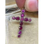 Stunning Antique 1.50ct Ruby Set Cross Pendant