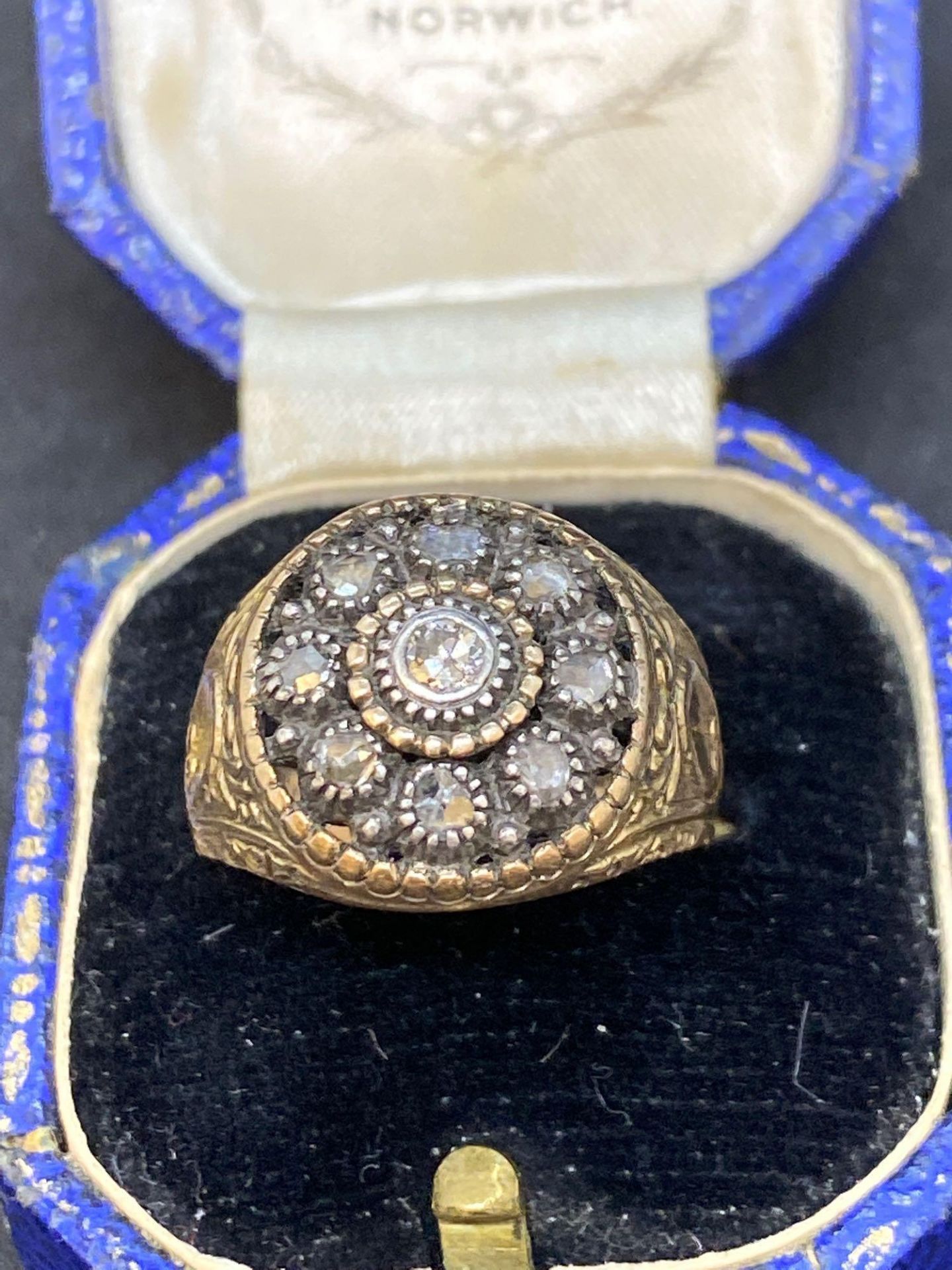 Antique Diamond Ring Set in Yellow Metal Tested as 20ct Gold - 7 Grams