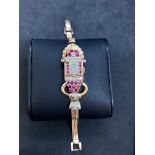 1940's ROSE GOLD DIAMOND RUBY LADIES WATCH 32 Grams