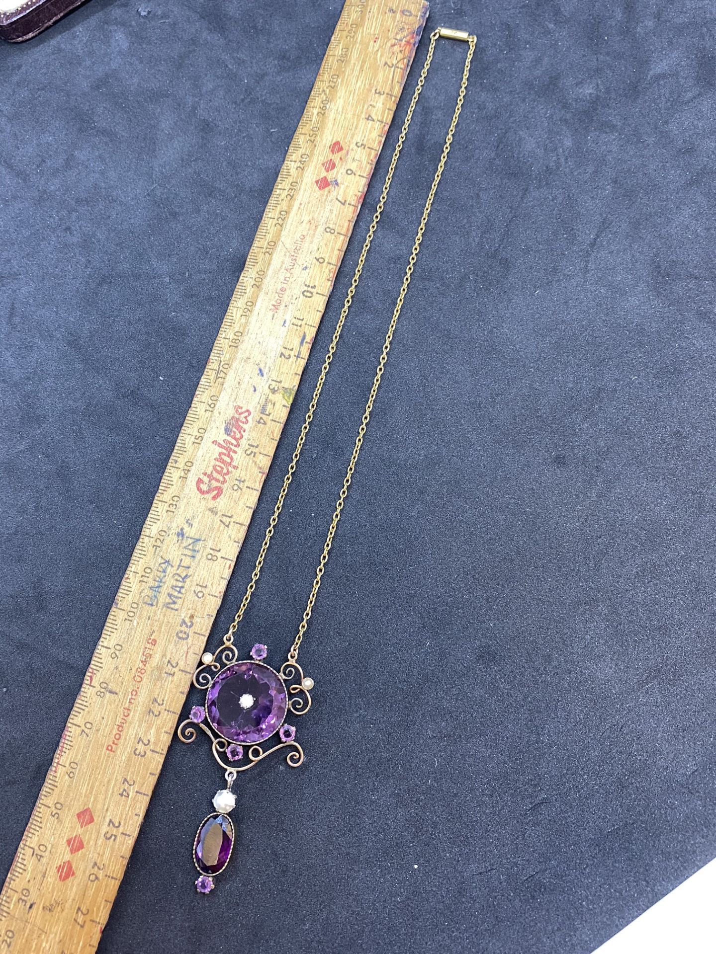 GORGEOUS ANTIQUE 18ct AMETHYST PENDANT NECKLACE - 13 GRAMS - Image 6 of 6