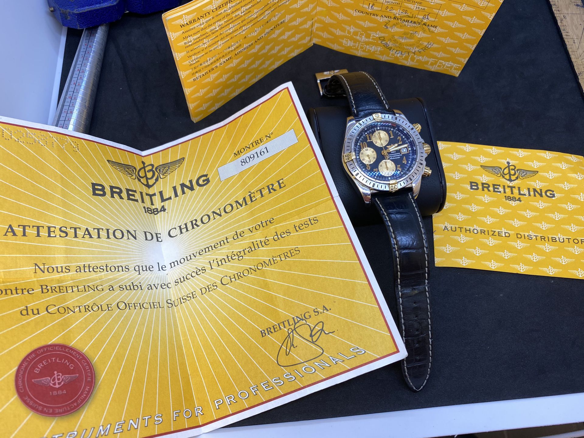 BREITLING STEEL & GOLD CHRONOGRAPH EVOLUTION WATCH B13356 WITH PAPERS