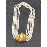 18ct GOLD 0.80ct DIAMOND PEARL NECKLACE 72 GRAMS