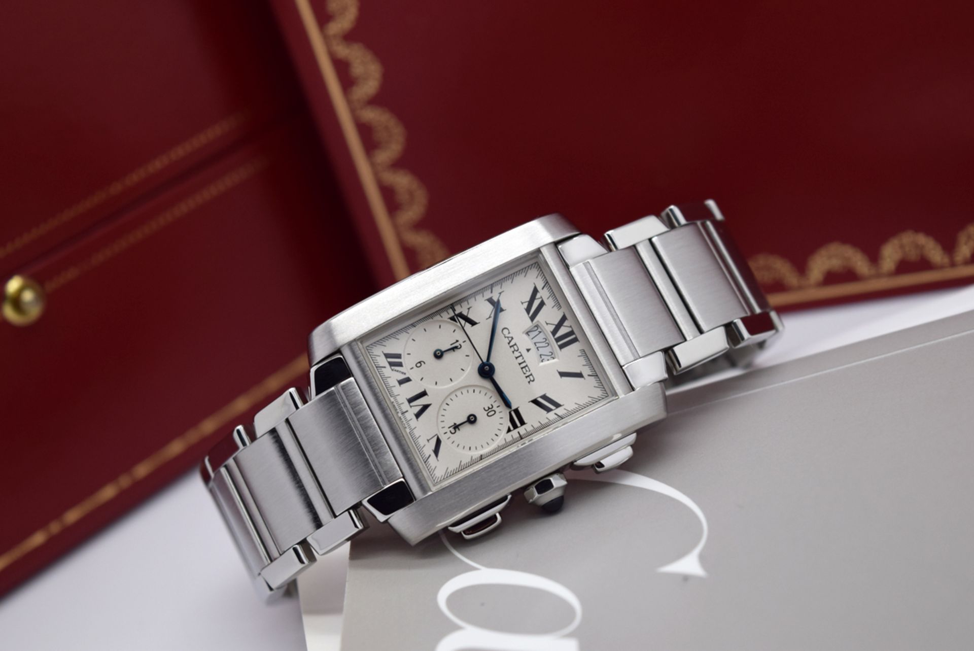 MENS CARTIER TANK CHRONOGRAPH - STAINLESS STEEL (2653 - W51024Q3)