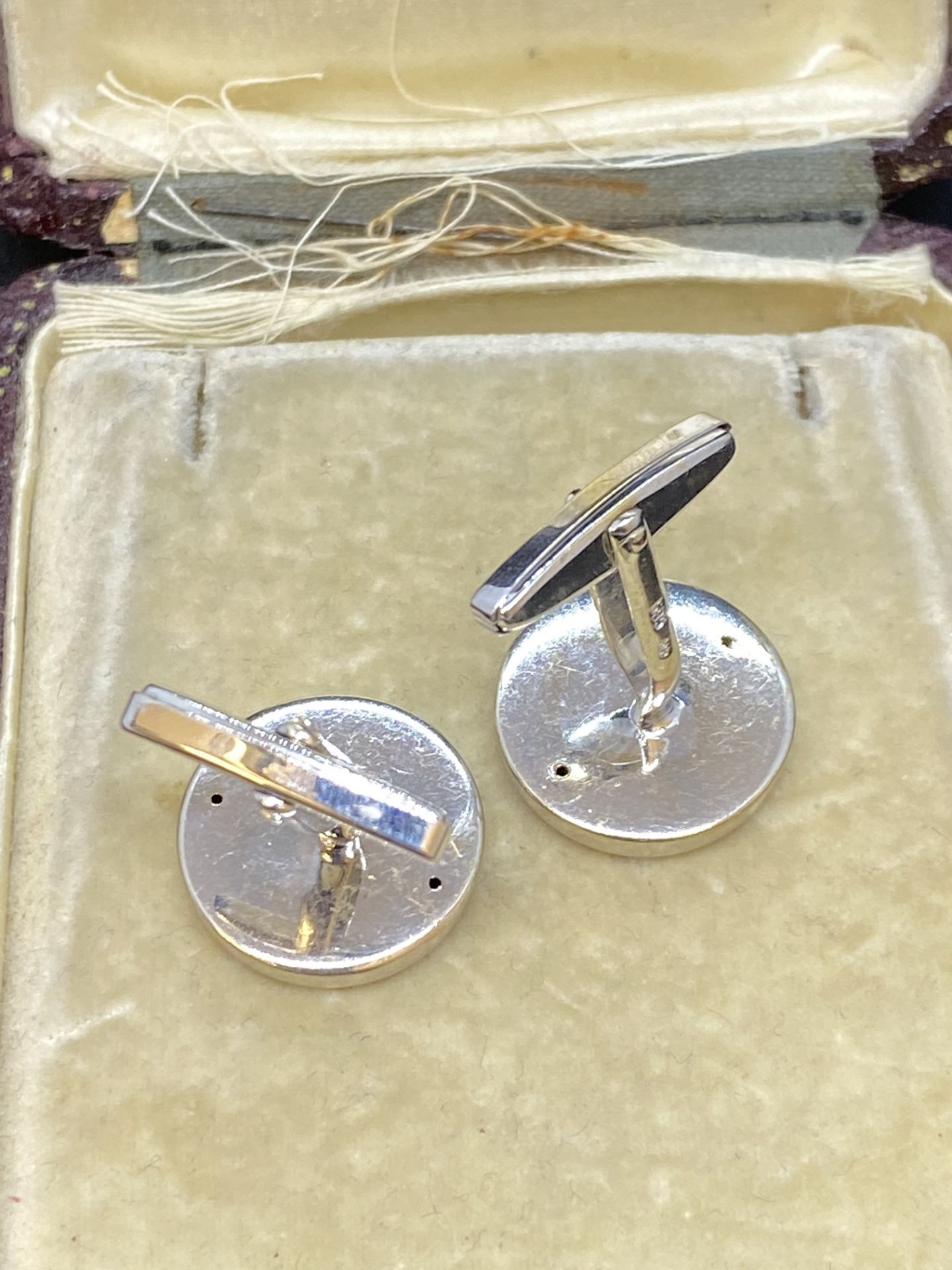 14k GOLD DIAMOND SET CUFFLINKS - 10 GRAMS - Image 3 of 3