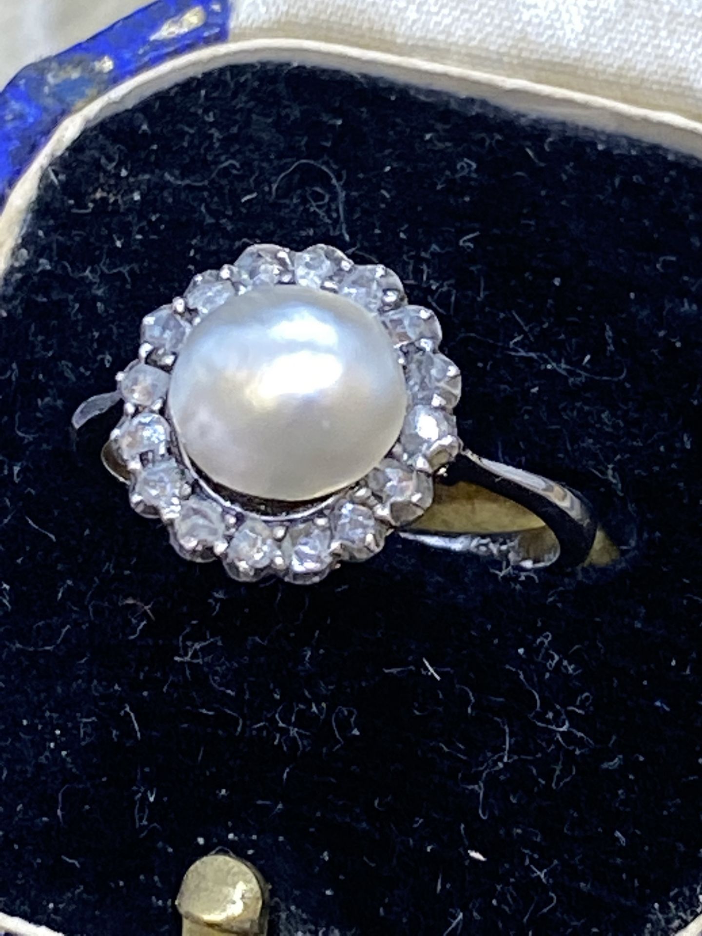 VINTAGE 2.14ct NATURAL PEARL & DIAMOND RING - TESTED AS GOLD