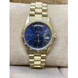 GENTS 18ct GOLD ROLEX DAY DATE WATCH SET WITH DIAMOND - BOXED