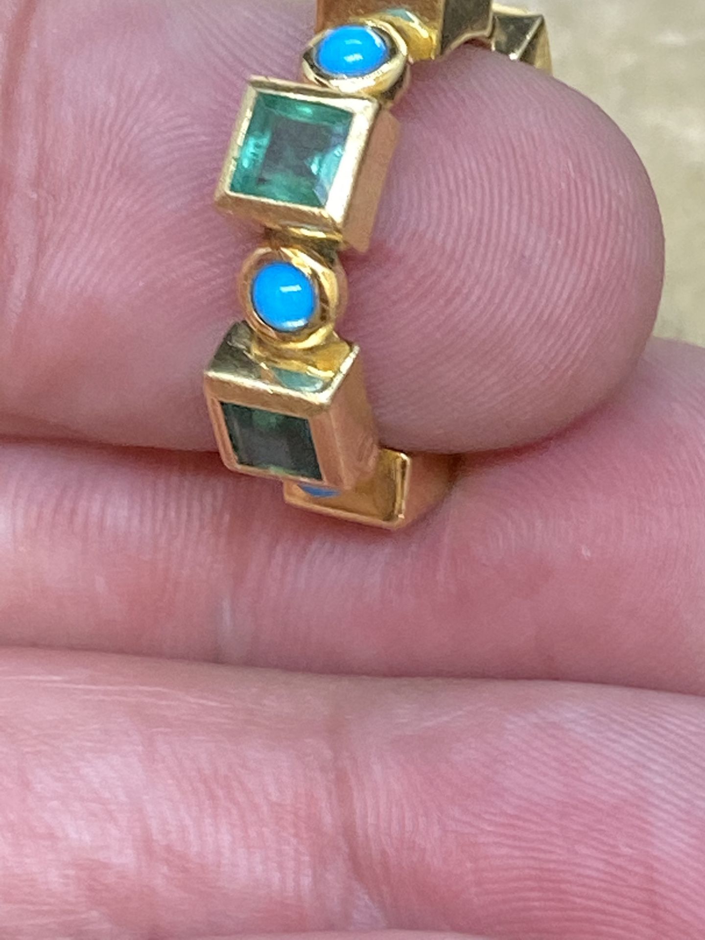 STUNNING ELENA VOTSI 18ct GOLD EMERALD & TURQUOISE RING - Image 6 of 13