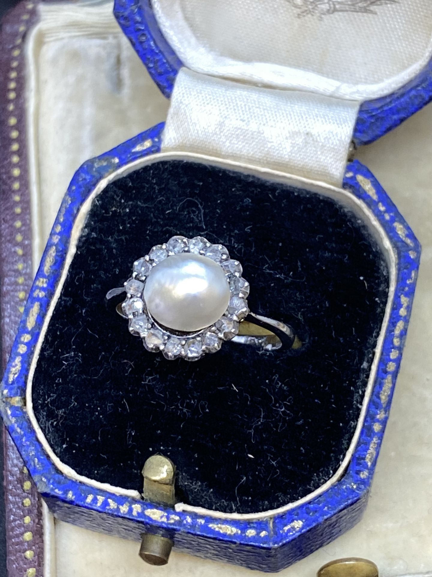 VINTAGE 2.14ct NATURAL PEARL & DIAMOND RING - TESTED AS GOLD - Image 2 of 7