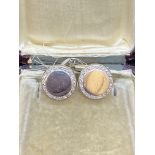 14k GOLD DIAMOND SET CUFFLINKS - 10 GRAMS