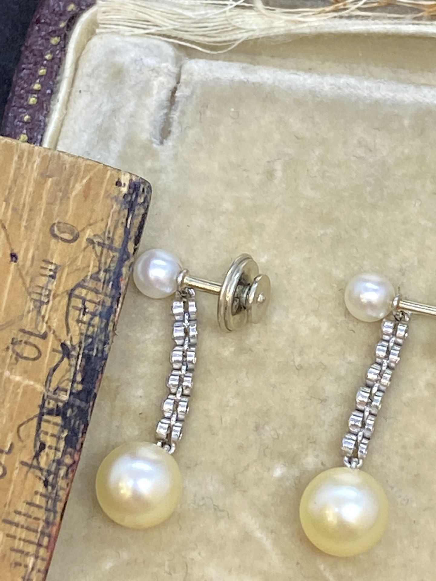 18ct GOLD DIAMOND & PEARL DROP EARRINGS - Image 5 of 5