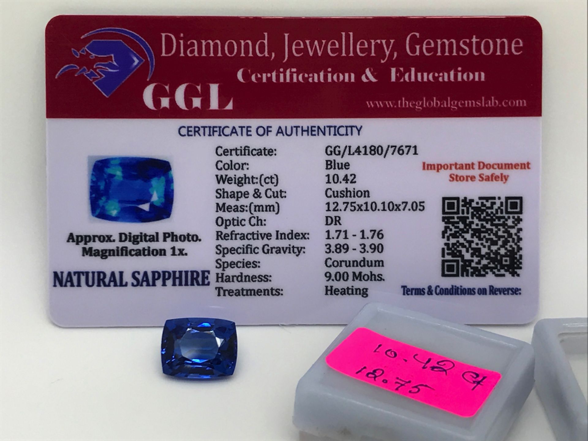 BLUE STONE WITH CARD MARKED SAPPHIRE - Image 3 of 4