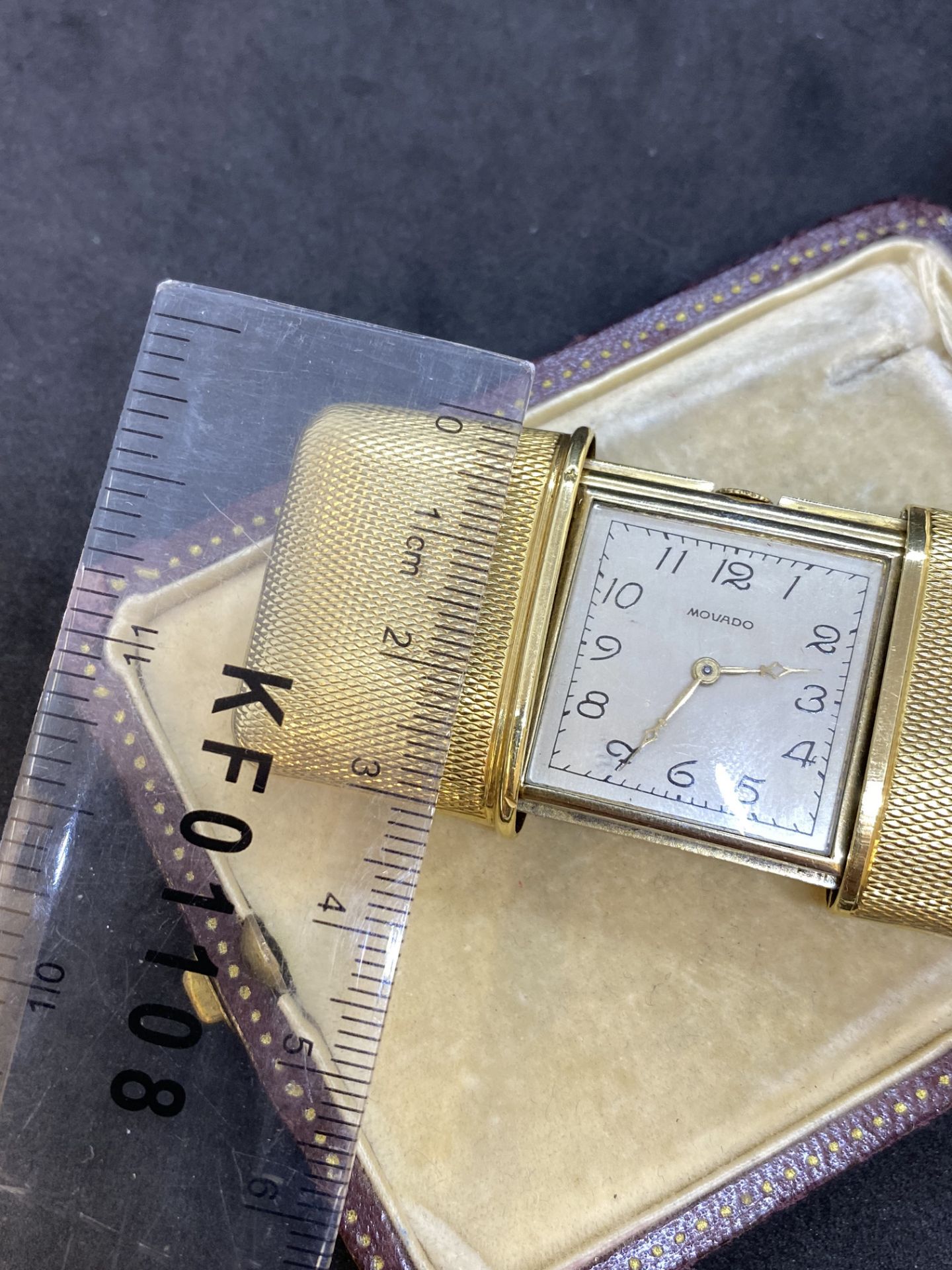 VINTAGE SWISS MOVADO 18ct GOLD CASED TRAVEL CLOCK - Image 10 of 10